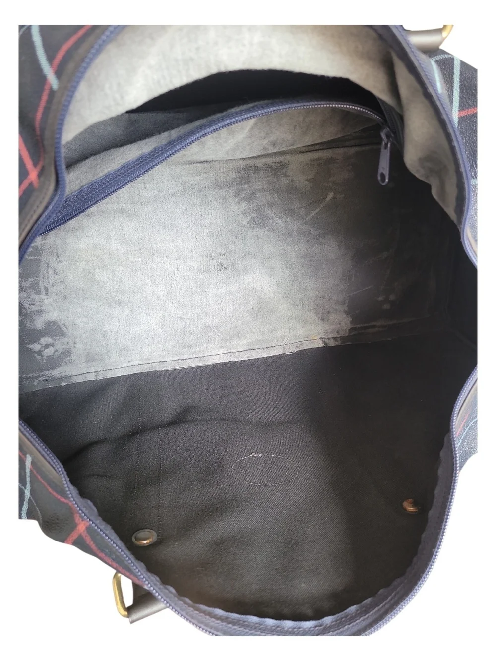 Burberry Vintage Plaid Blue Duffel Bag